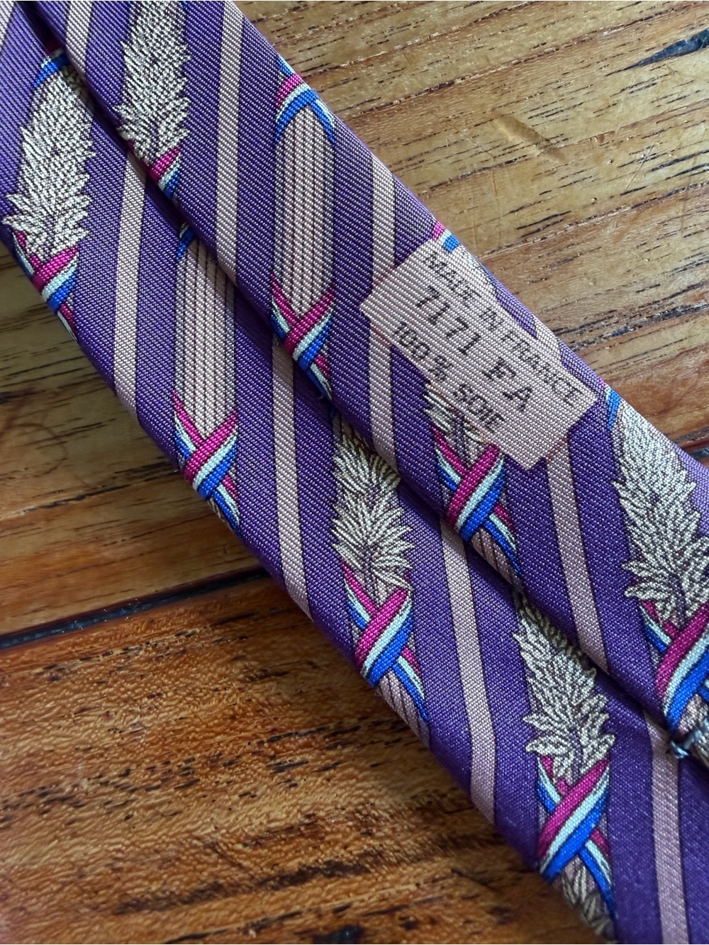 Vintage Hermes Paris Silk Tie Traditional Branches French Flag Ribbon - Picture 6 of 8